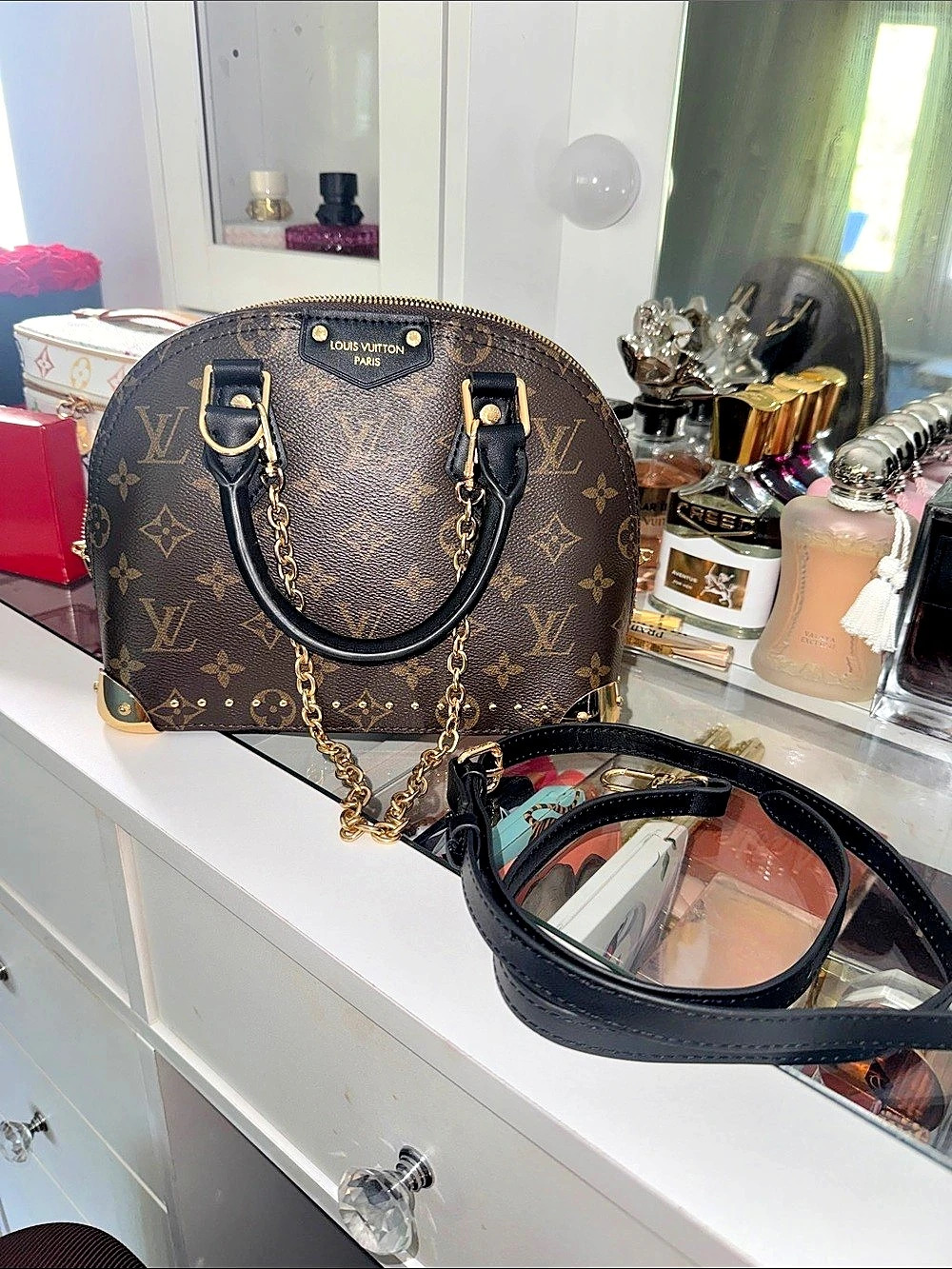 Monogram Satchel in Brown & Black
